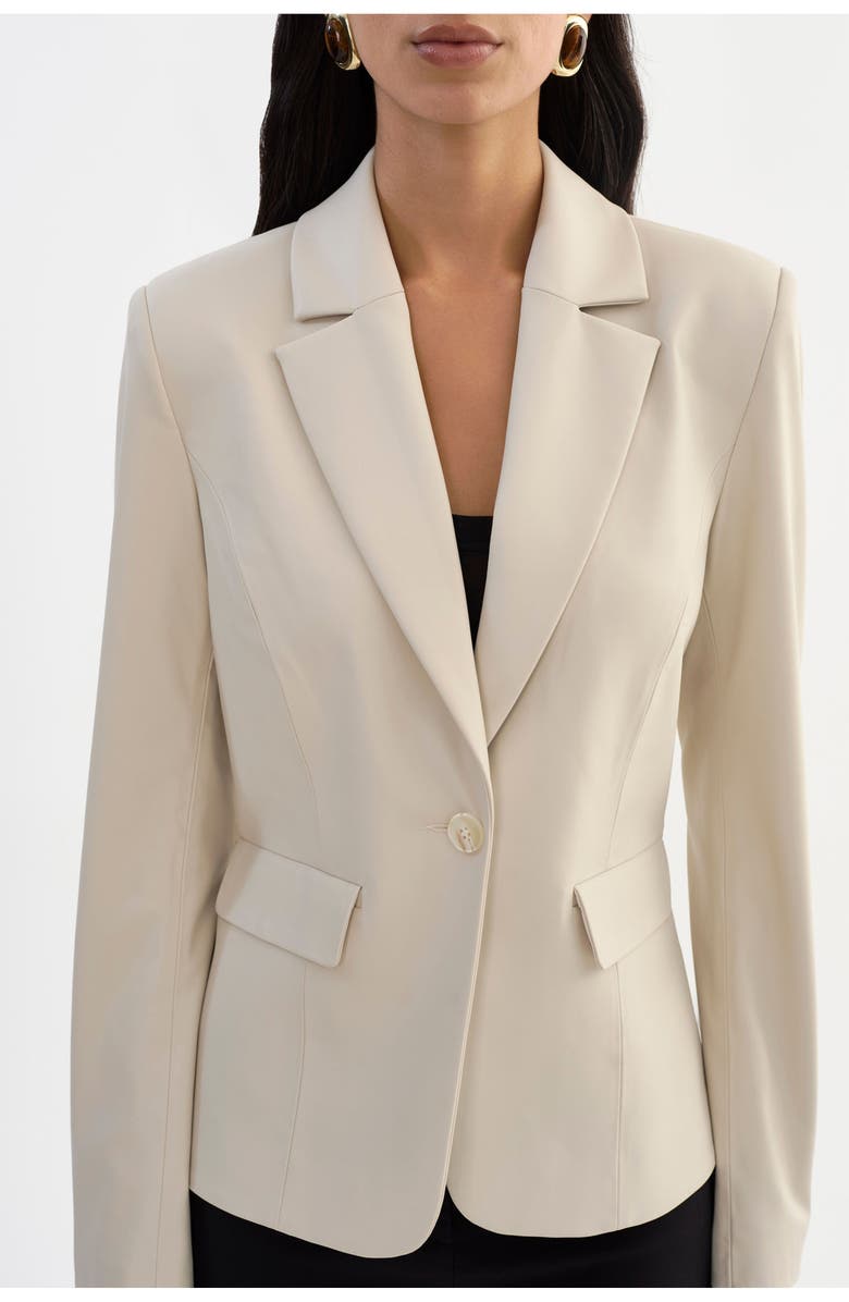 LAMARQUE Davie | Faux Leather Fitted Blazer, Alternate, color, Bone