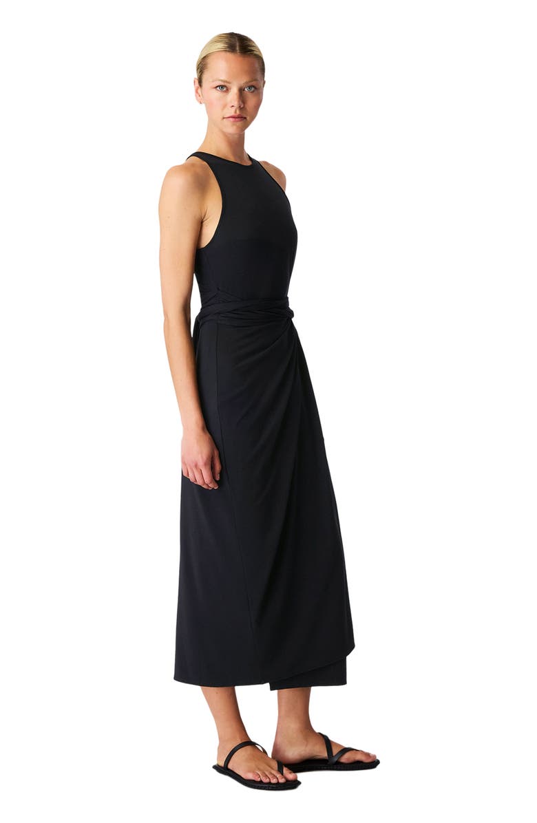 Another Tomorrow Sarong Tie Dress, Alternate, color, Black