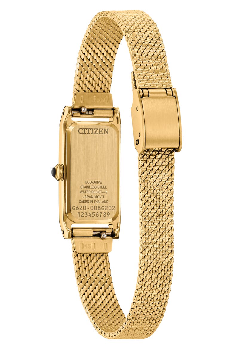 Fio Tank Goldtone Mesh Strap Watch, 14.3mm x 30.7mm, Alternate, color, BLACK/ GOLD-TONE
