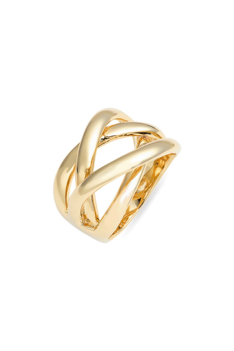 Demi Fine Woven Overlap Ring, Main, color, 14K GOLD PLATED