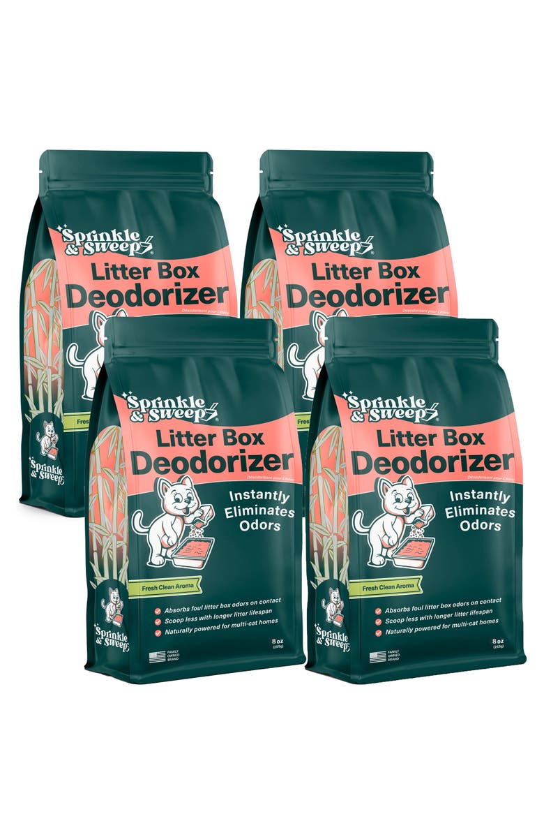 Sprinkle & Sweep Litter Box Deodorizer 4 Pack, 8oz Bags, Main, color, Green