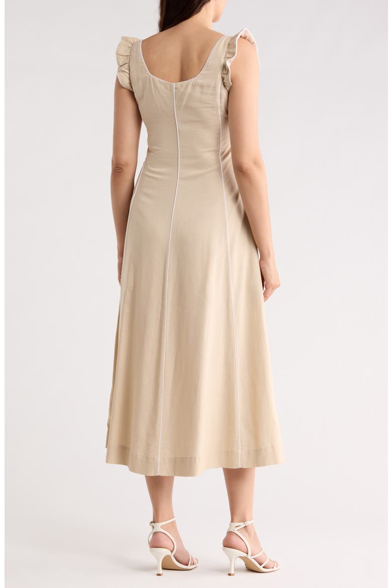 Piped Midi Dress, Alternate, color, LINEN
