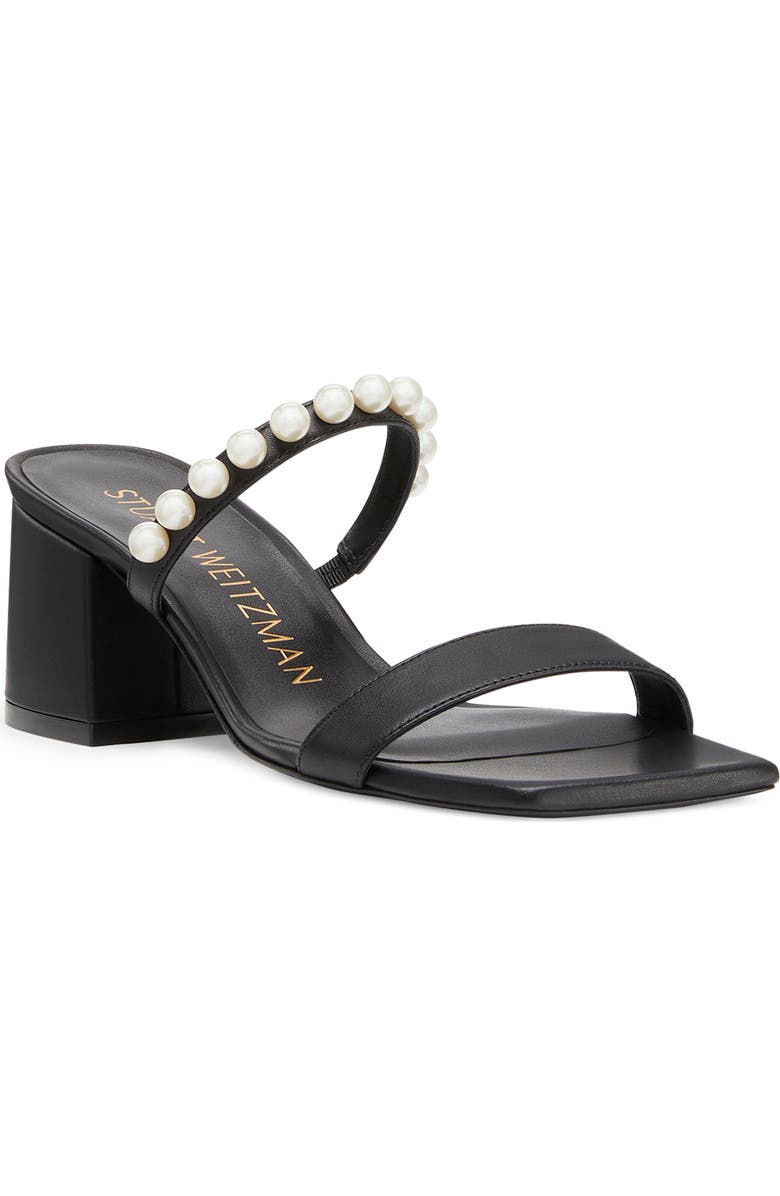 Stuart Weitzman Goldie Metallic Block Heel Sandal, Main, color,