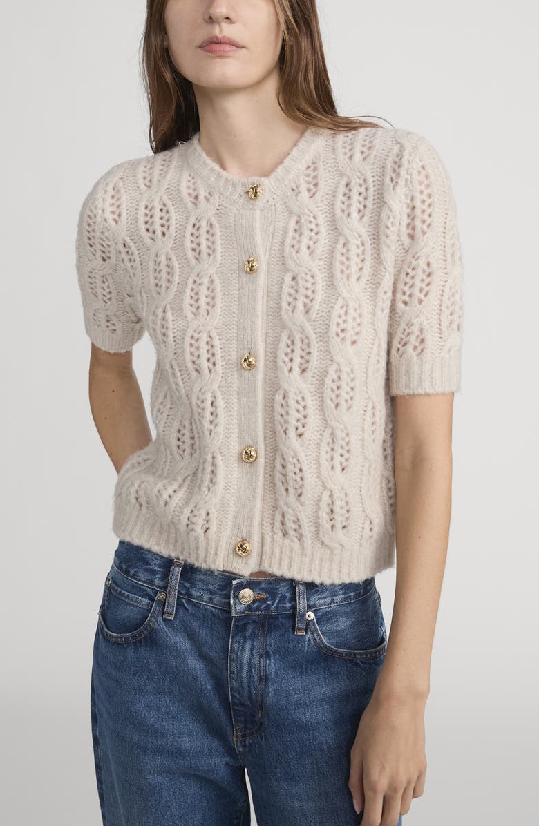 FRAME The Cape Merino Wool Blend Cardigan, Alternate, color, Fawn