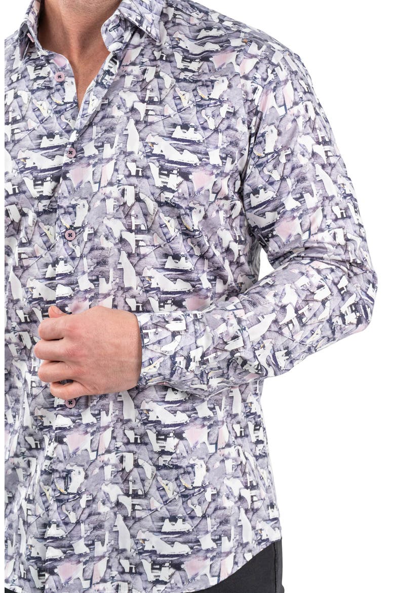 Fibonacci Birch White Contemporary Fit Button-Up Shirt, Alternate, color, WHITE