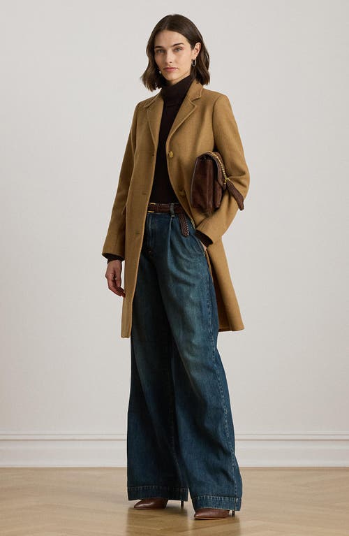 Ralph Lauren Lauren Longline Wool Blend Twill Coat In Brown