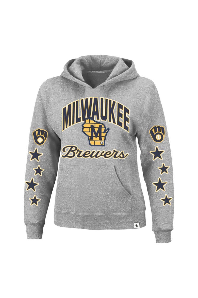 Women's '47  Heather Gray Milwaukee Brewers Plus Size Starry Eye Hoodie, Alternate, color, Heather Gray