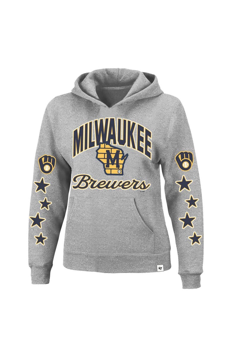'47 Women's '47  Heather Gray Milwaukee Brewers Plus Size Starry Eye Hoodie, Alternate, color, Heather Gray