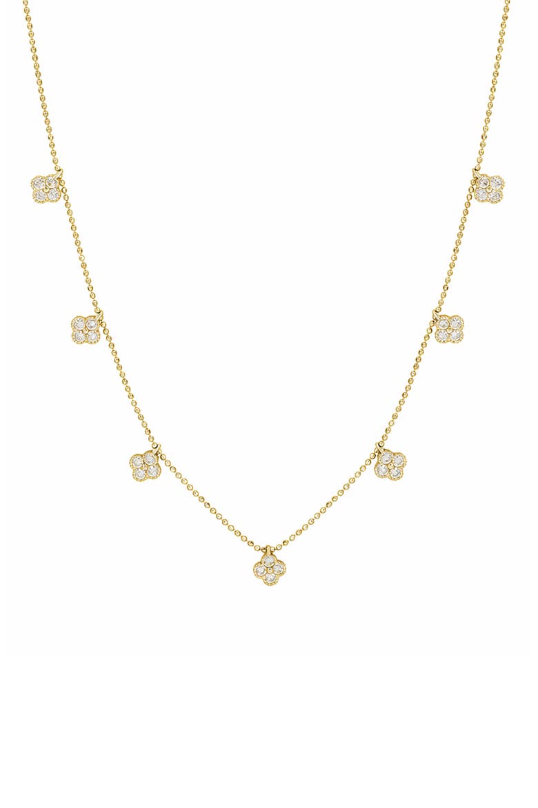 Cubic Zirconia Pavé Clover Station Necklace, Main, color, YELLOW