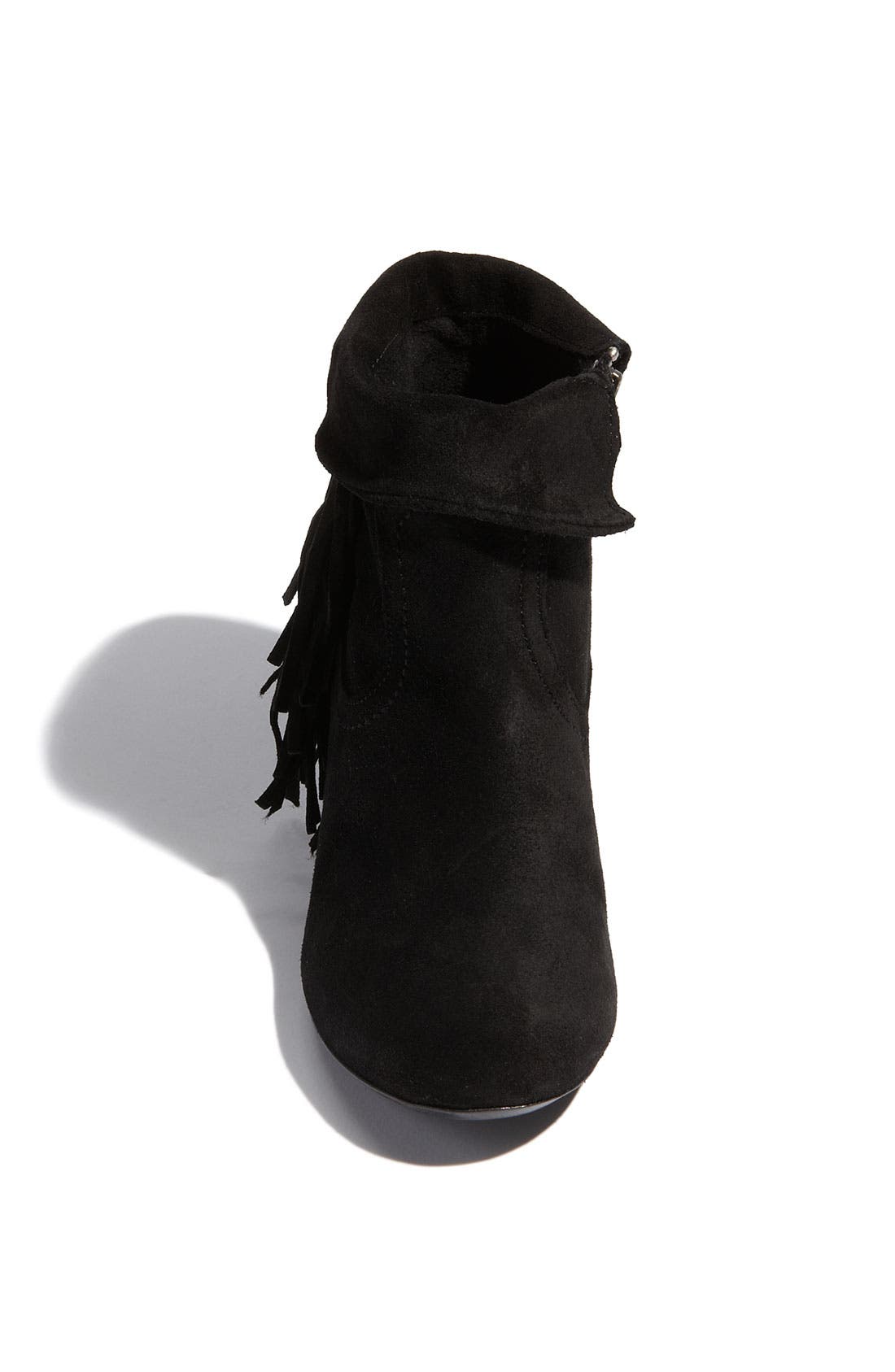 'Pisstoll' Fringe Bootie, Alternate, color, BLACK SUEDE
