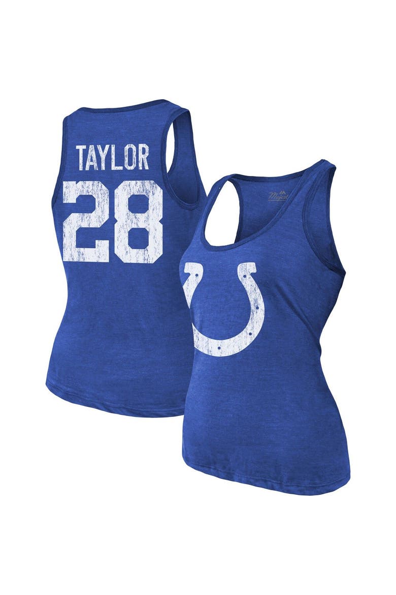 Women's Majestic Threads Jonathan Taylor Royal Indianapolis Colts Player Name & Number Tri-Blend Tank Top, Main, color, Royal