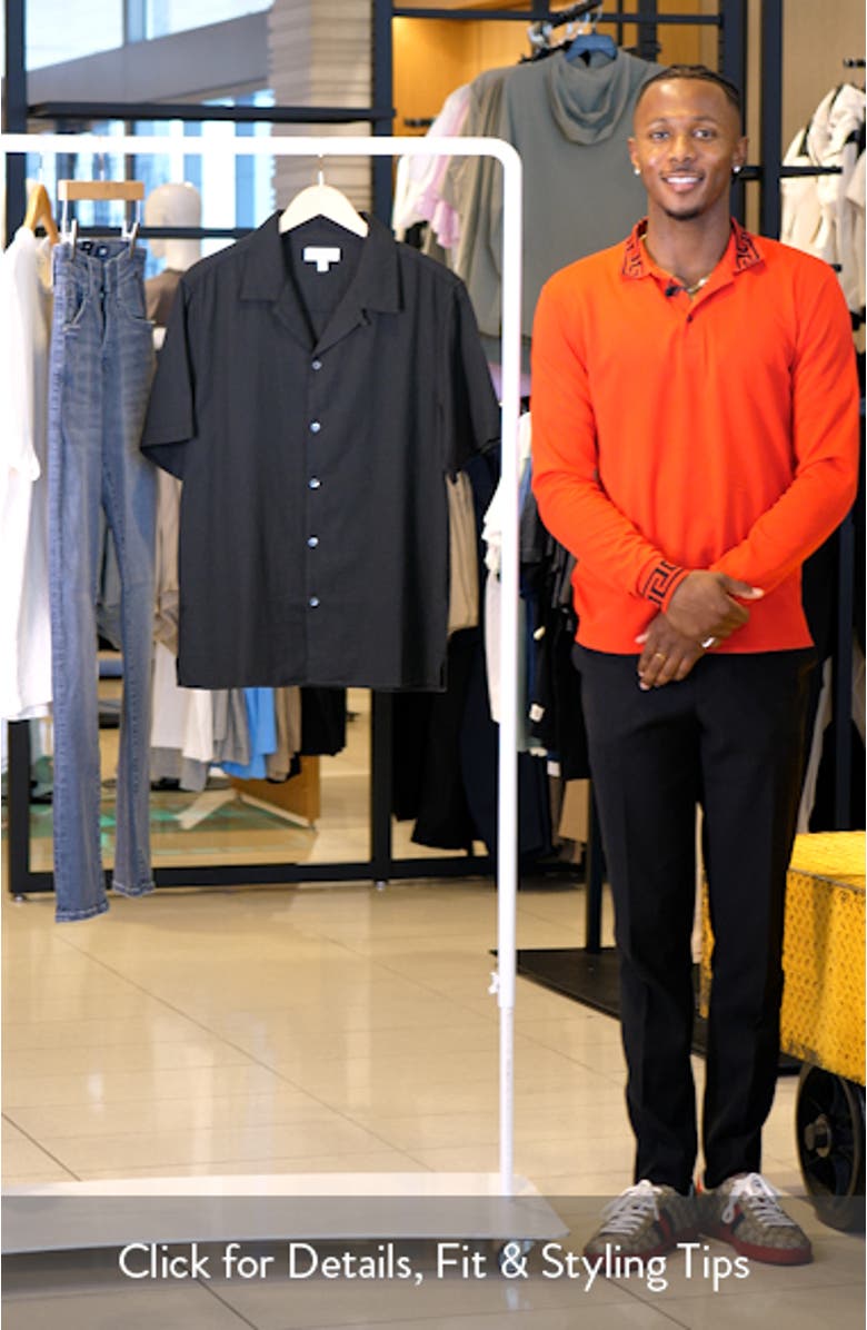 Resort Riveria Textured Stripe Cotton Camp Shirt, sales video thumbnail