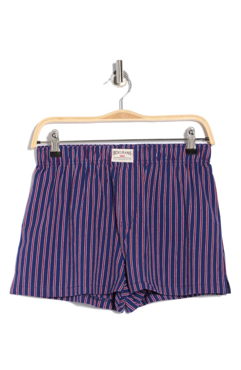 BDG Urban Outfitters Navy Stripe Cotton Boxer Shorts, Main, color, Navy Stripe