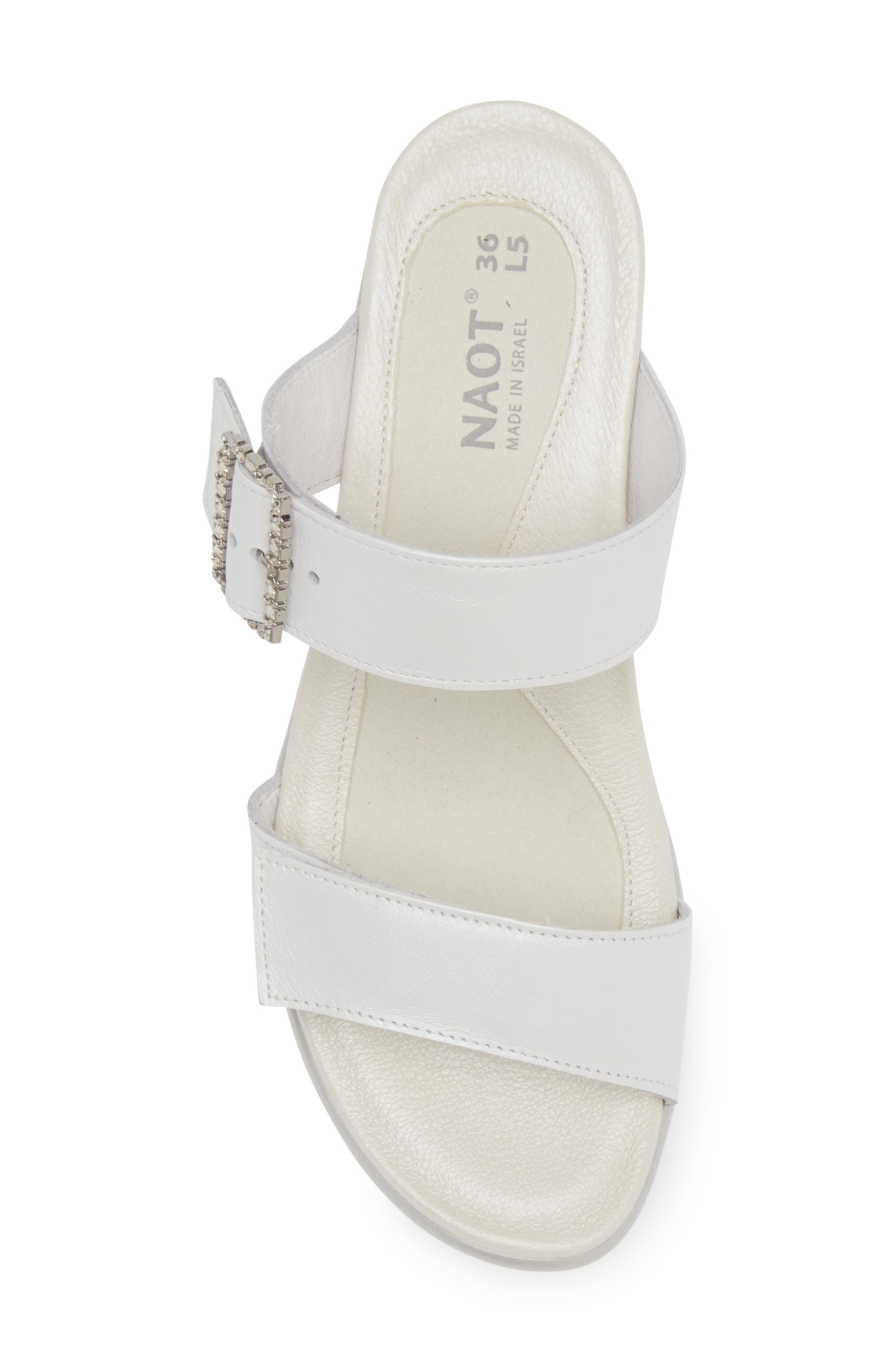 Recent Slide Sandal, Alternate, color, WHITE PEARL LEATHER