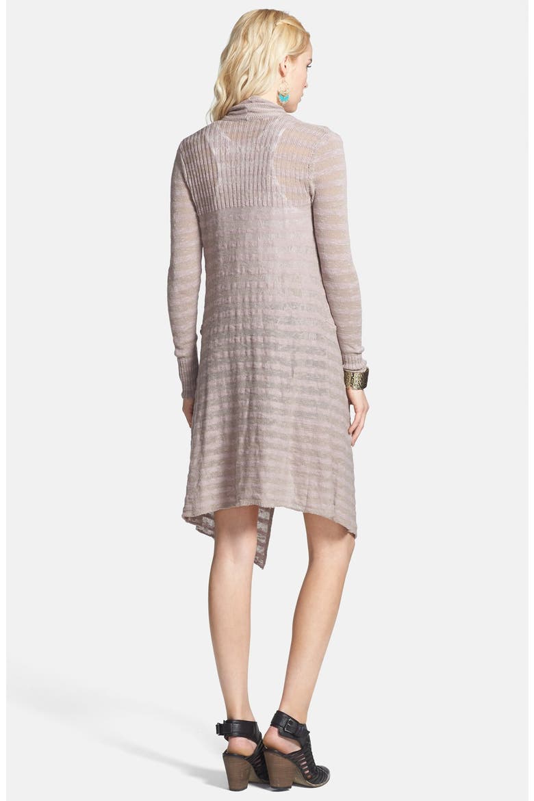 'Forget Me Not' Stripe Drape Front Cardigan, Alternate, color, TEAK