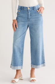 Democracy Sailor Button Cuffed Boyfriend Jeans