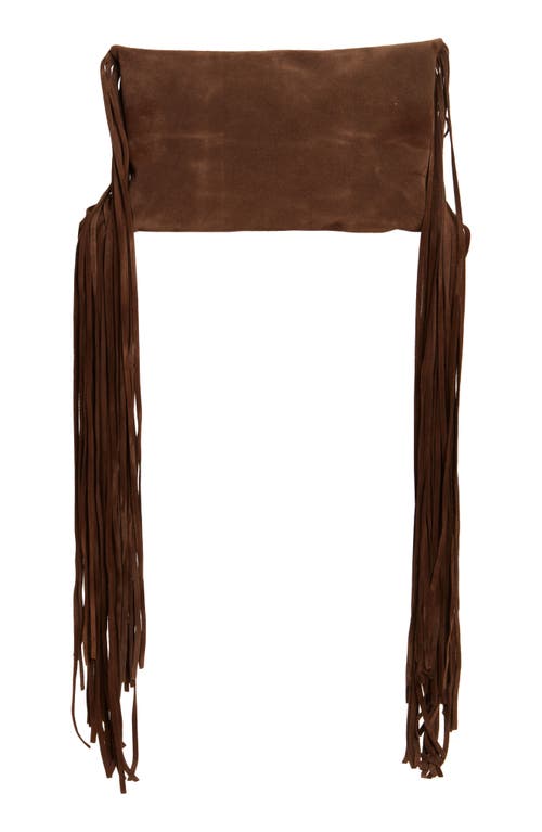 Altuzarra Mini Origami Fringe Suede Crossbody Bag In Brown