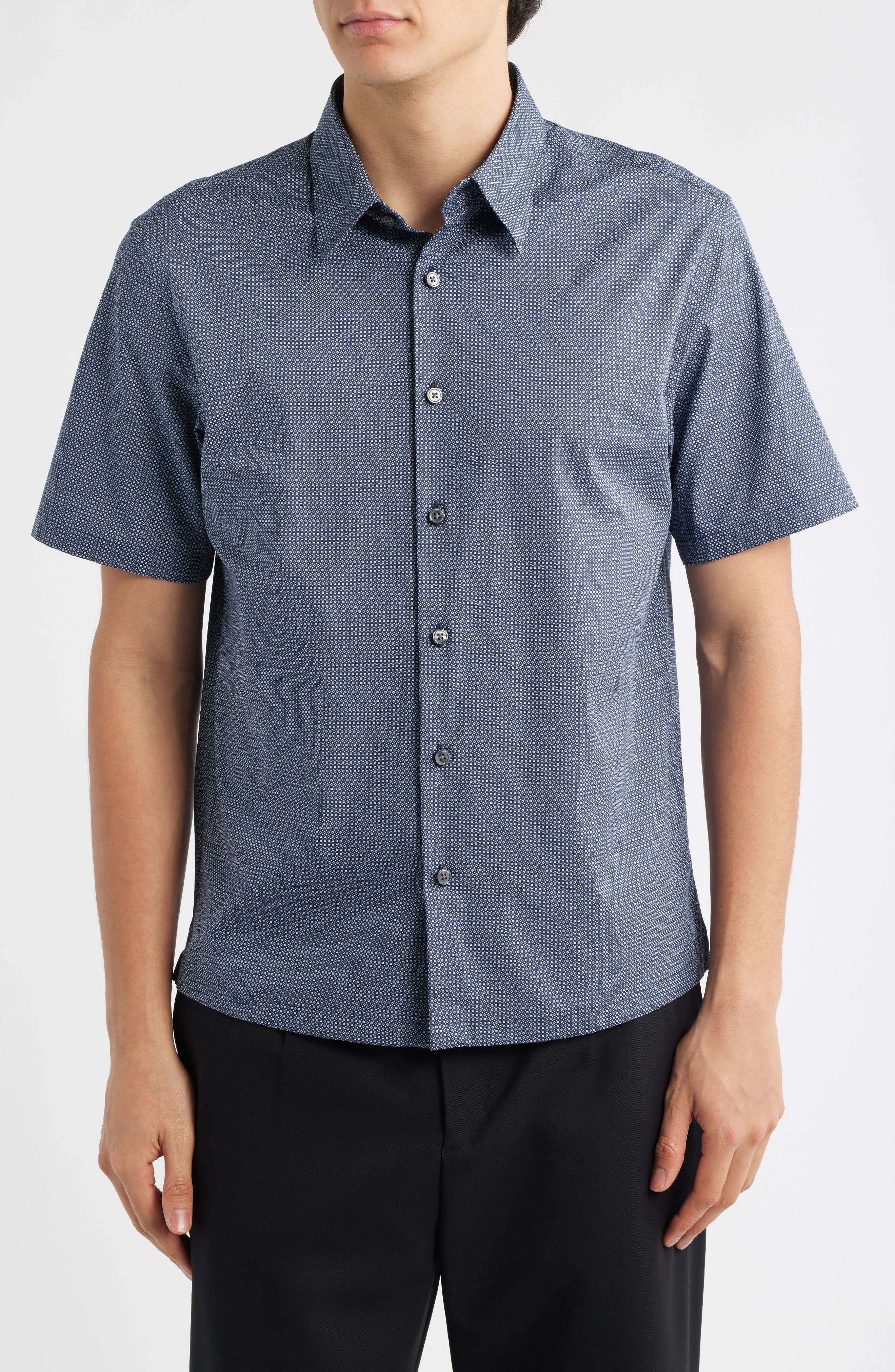 Irving Short Sleeve Stretch Cotton Button-Up Shirt - image 3