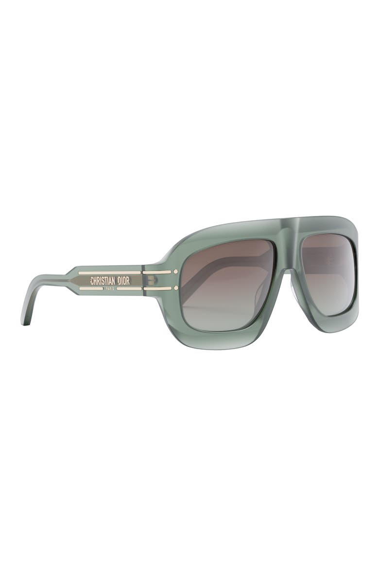'DiorSignature M1U 58mm Rectangular Sunglasses, Alternate, color, LIGHT GREEN/ GRADIENT BROWN
