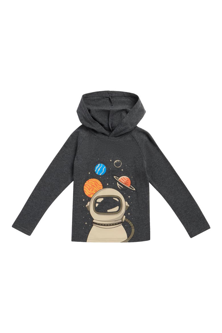 Kids' Long Sleeve Hoodie Tee, Main, color, BLACK GREY