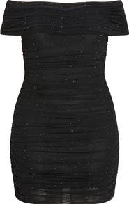 City Chic Kayla Diamante Off the Shoulder Body-Con Minidress