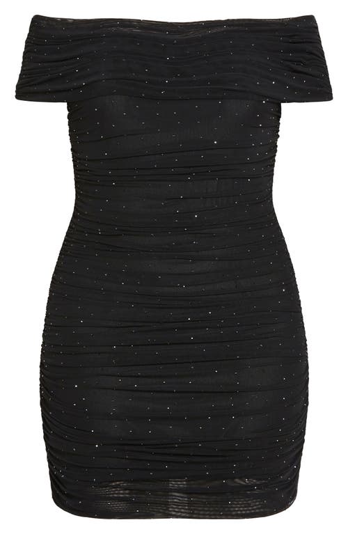 City Chic Kayla Diamante Off The Shoulder Body-con Minidress In Black