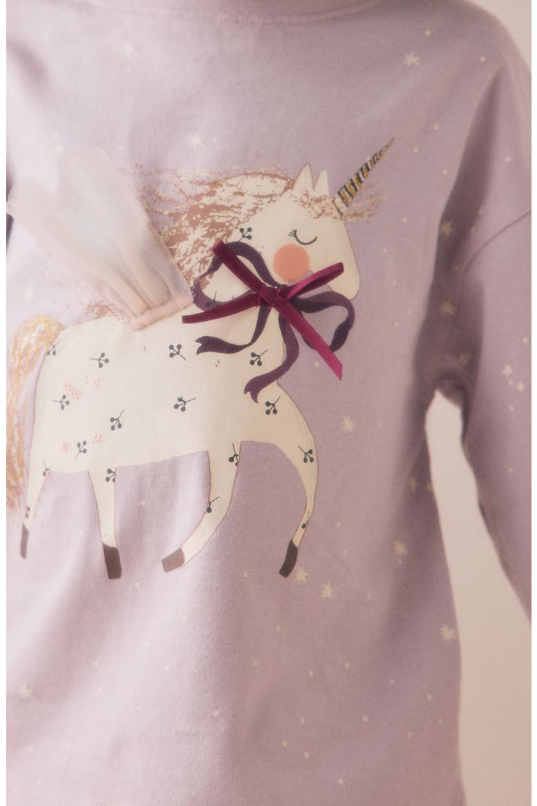 Kids' Unicorn Long Sleeve Cotton Graphic T-Shirt, Alternate, color, PURPLE