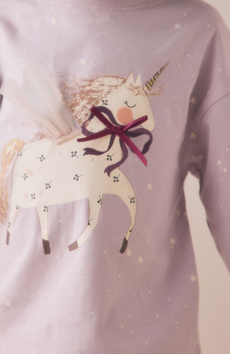NEXT Kids' Unicorn Long Sleeve Cotton Graphic T-Shirt, Alternate, color, Purple