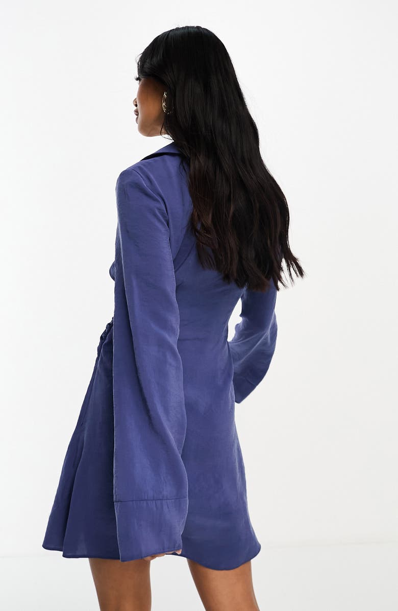 ASOS DESIGN Long Sleeve Faux Wrap Minidress, Alternate, color, Navy