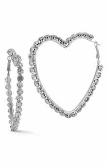 SPHERA MILANO Crystal Heart Hoop Earrings