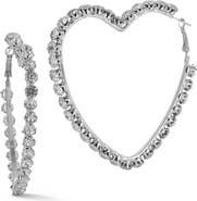 SPHERA MILANO Crystal Heart Hoop Earrings