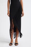 Toccin Giana Fringe Asymmetrical Midi Skirt