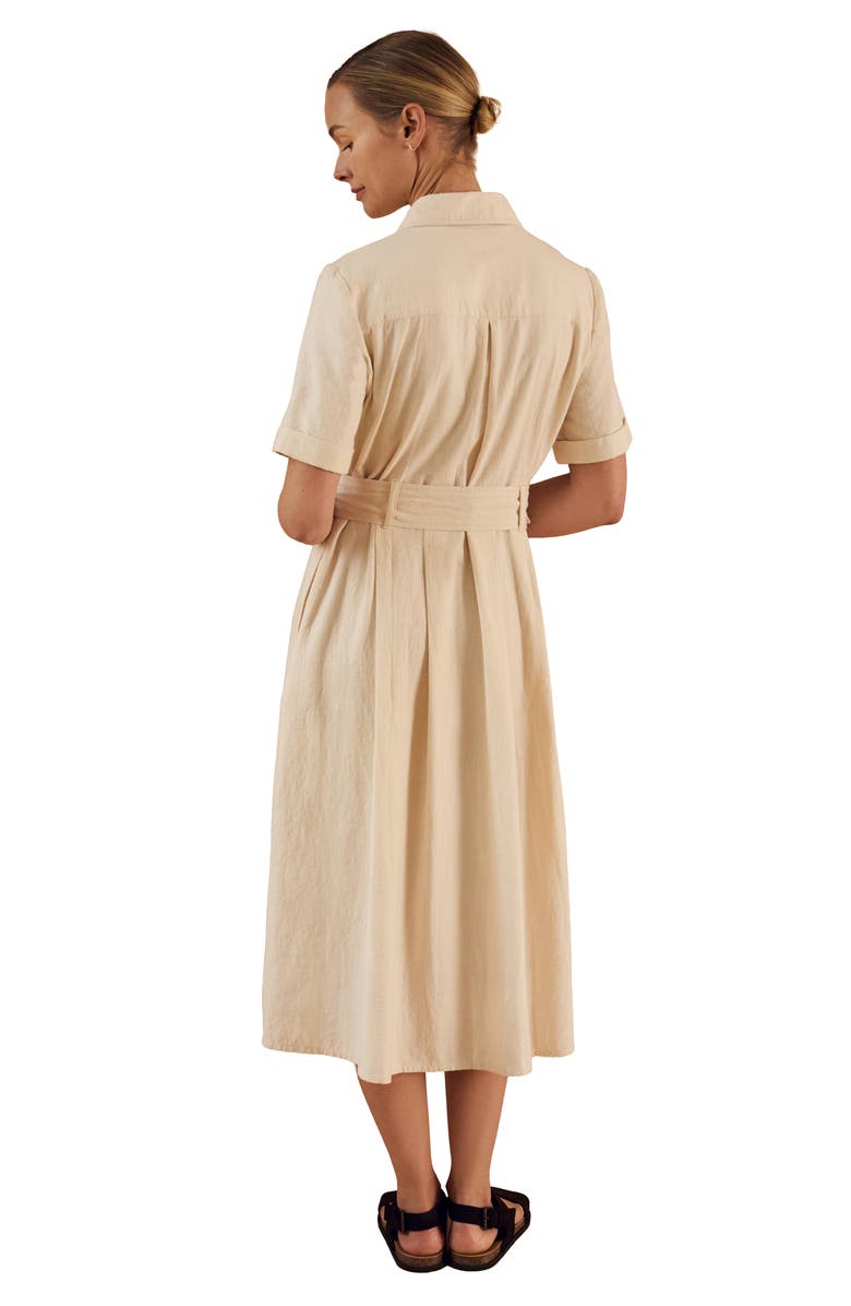 Celtic & Co. Belted Safari Midi Shirt Dress, Alternate, color, Undyed Oatmeal