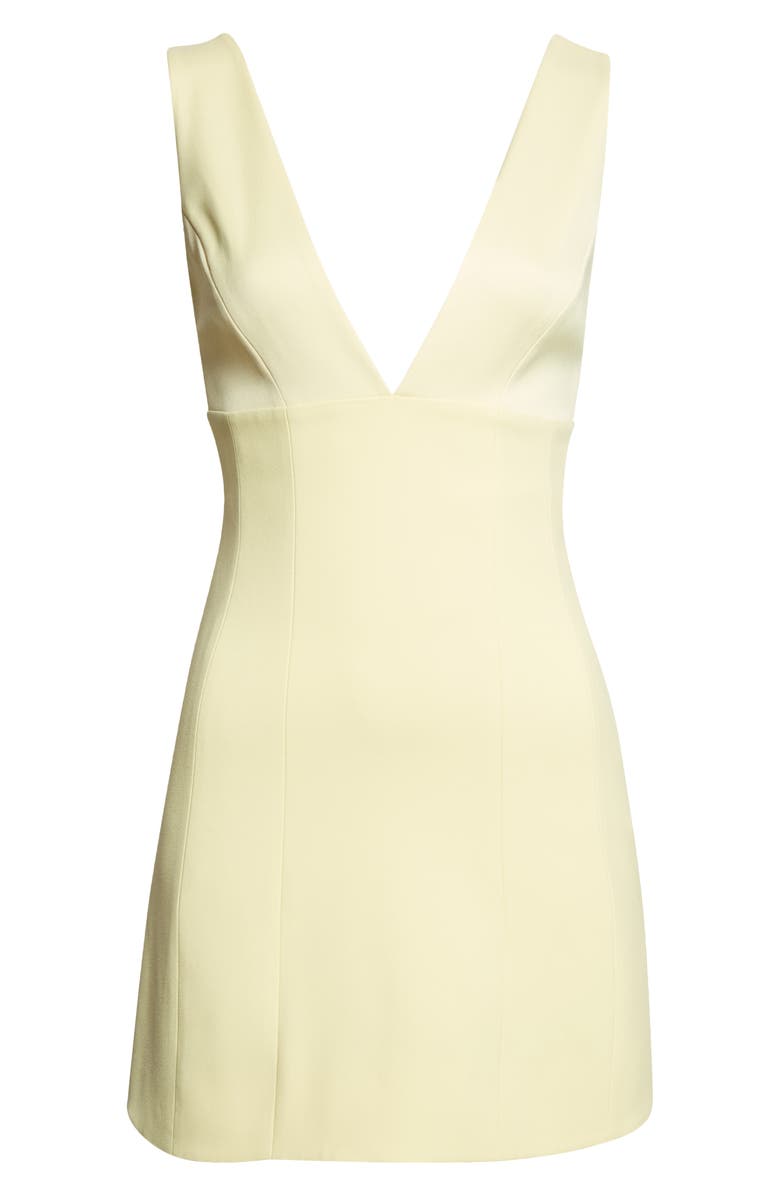 Alice + Olivia Mandy Plunge Neck Sleeveless Minidress, Main, color, Butter