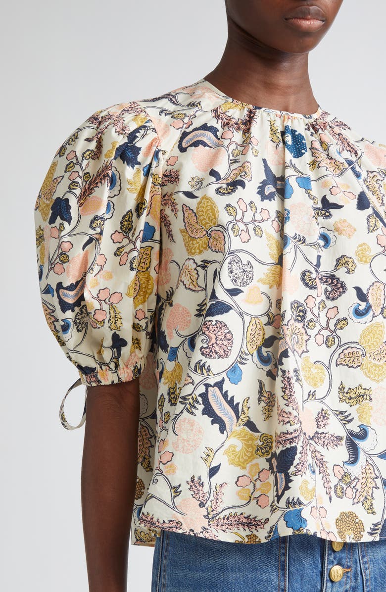 Ulla Johnson Coralie Embroidered Puff Sleeve Top, Alternate, color, Magnolia
