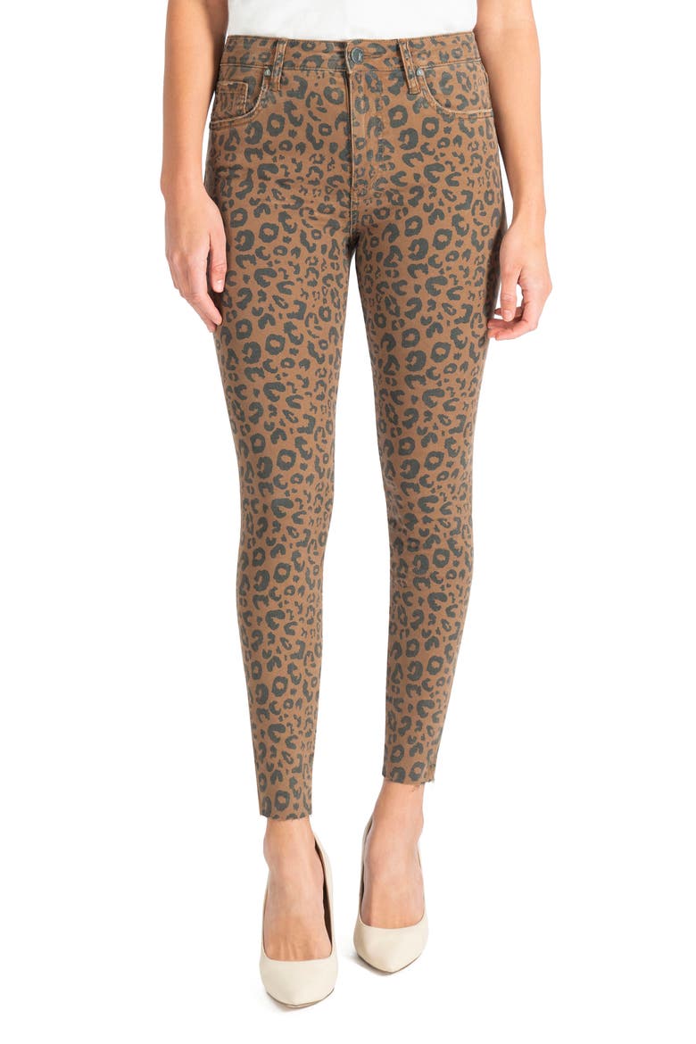 Donna Leopard Print High Waist Ankle Skinny Jeans, Main, color, MOCHA/ BLACK