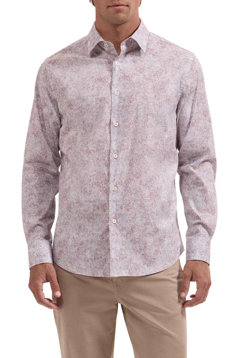 Julian Shaped Fit Floral Stretch Button-Up Shirt, Main, color, DUSTY PINK