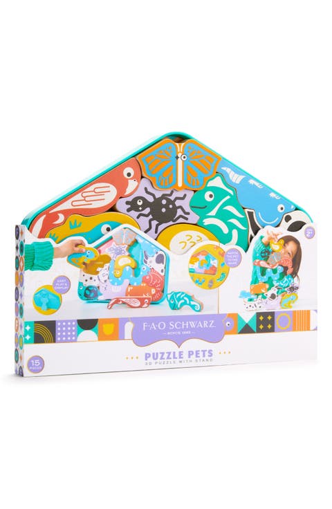 Kids' 3D Pets 15-Piece Wood Puzzle