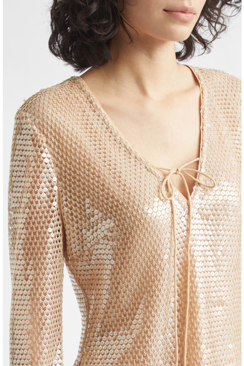 Zuri Sequin Flare Sleeve Top, Alternate, color, SAND DUNE