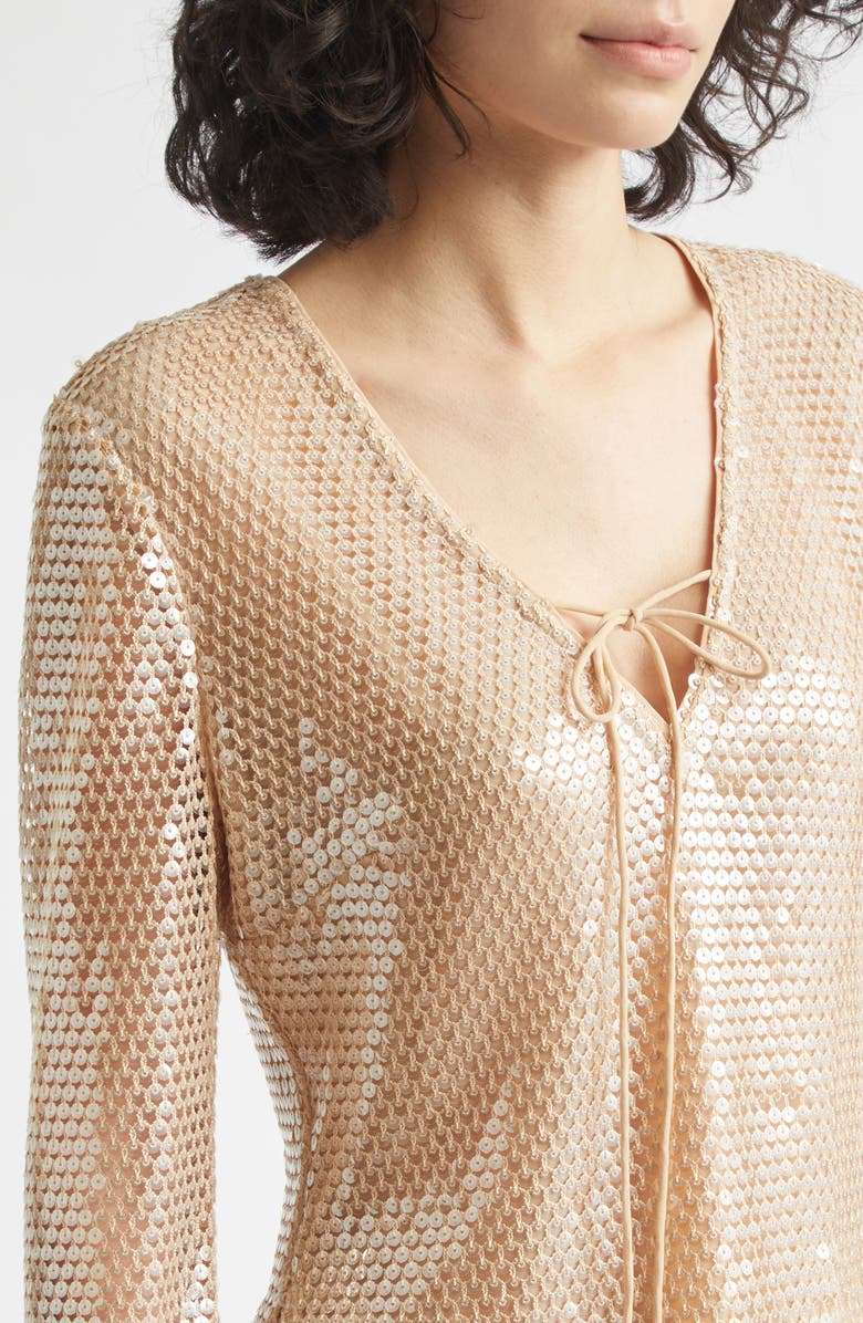 Toccin Zuri Sequin Flare Sleeve Top, Alternate, color, Sand Dune