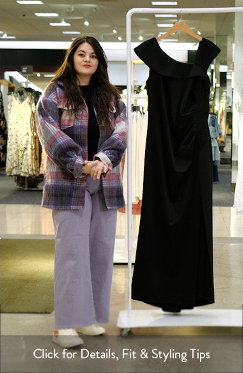 Asymmetric Scuba Knit Trumpet Gown, sales video thumbnail