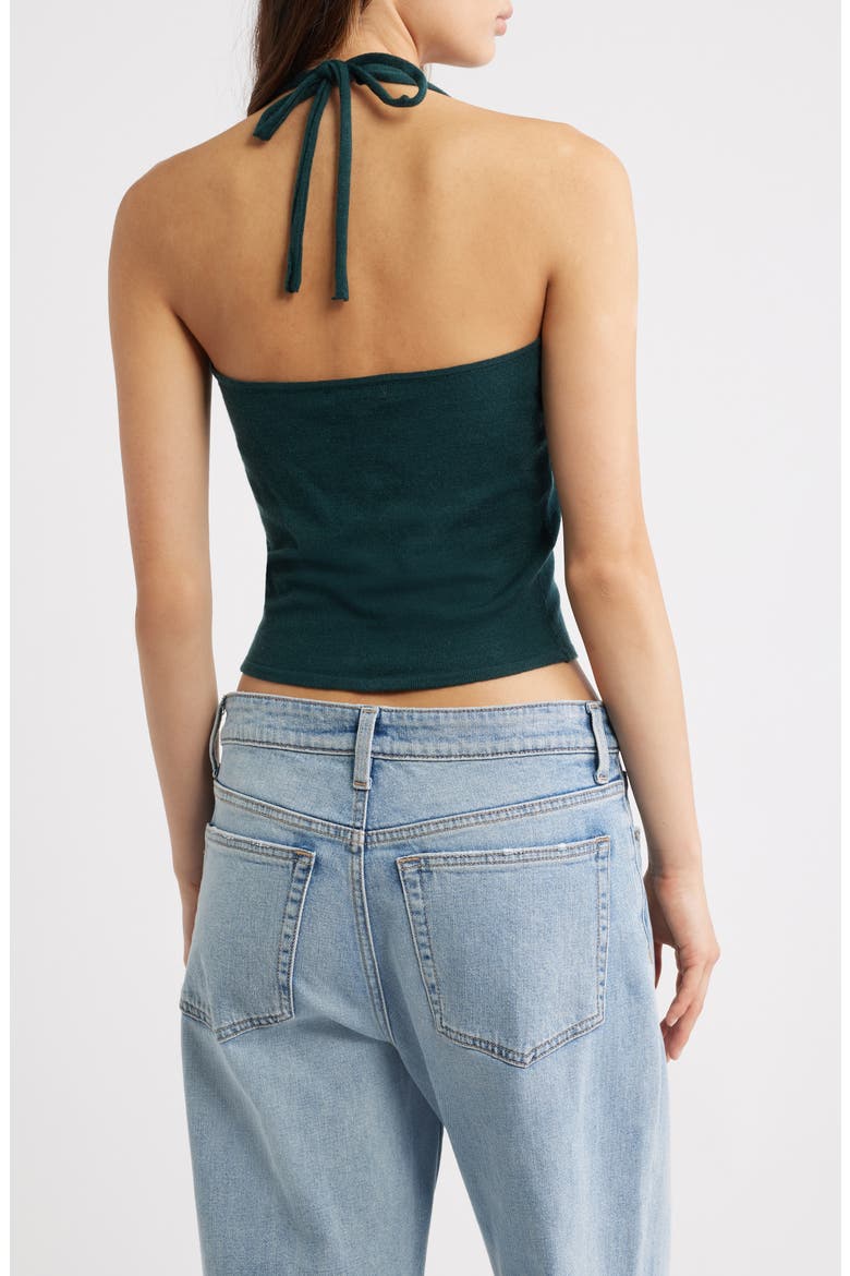Melina Cutout Halter Top, Alternate, color, TEAL