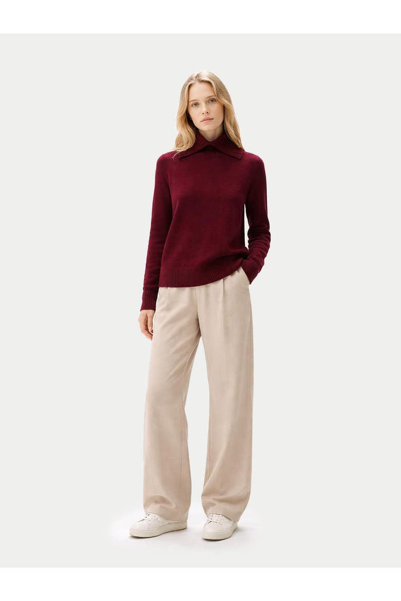 Slit T-Neck Sweater, Alternate, color, zinfandel