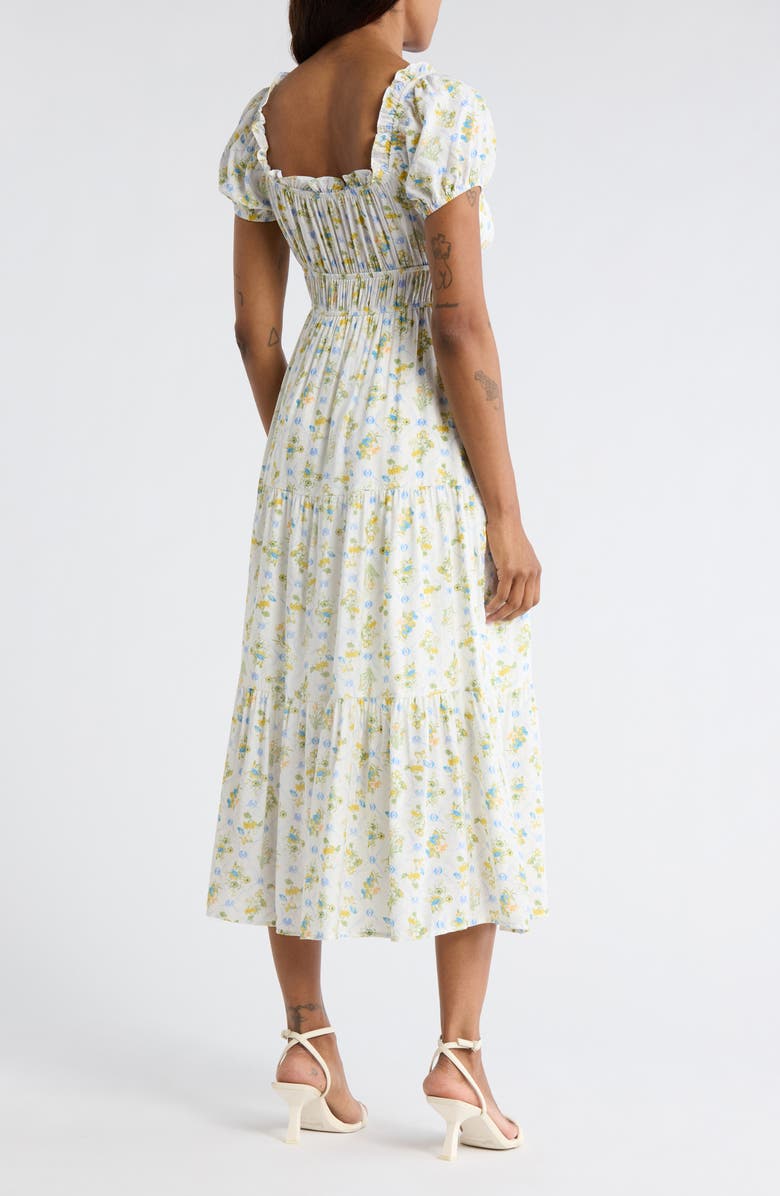 Blu Pepper Floral Tie Contrast Tie Midi Dress, Alternate, color, Blue Multi