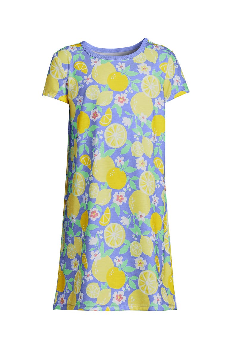 Girls Short Sleeve Nightgown, Alternate, color, Light Periwinkle Lemon Floral