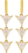 GUESS Cubic Zirconia Triple Triangle Linear Drop Earrings/