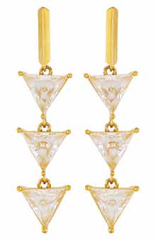 GUESS Cubic Zirconia Triple Triangle Linear Drop Earrings/