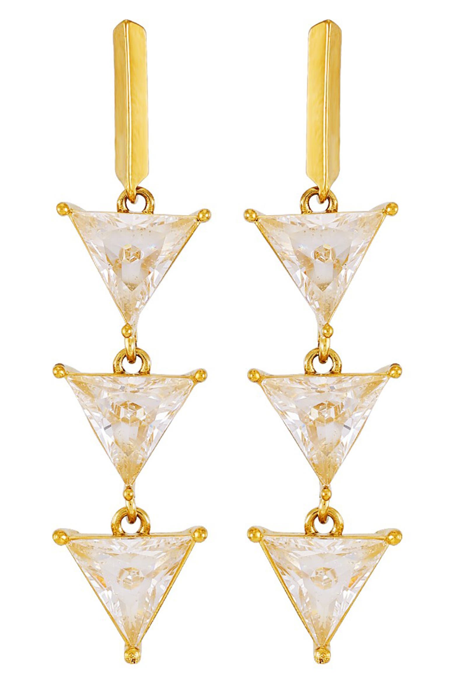 Triangle Drop Off GUESS Cubic Zirconia Triple Triangle Linear Drop Earrings/ (Women ...