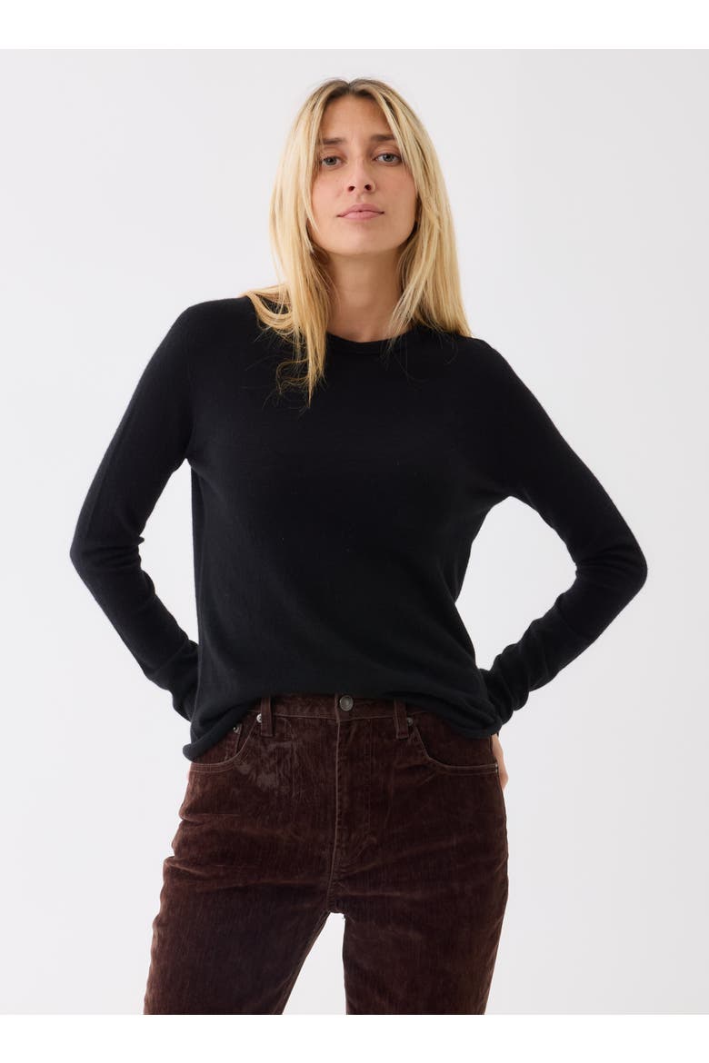 100% Machine Washable Cashmere Long Sleeve Crewneck T-Shirt, Main, color, NOIR