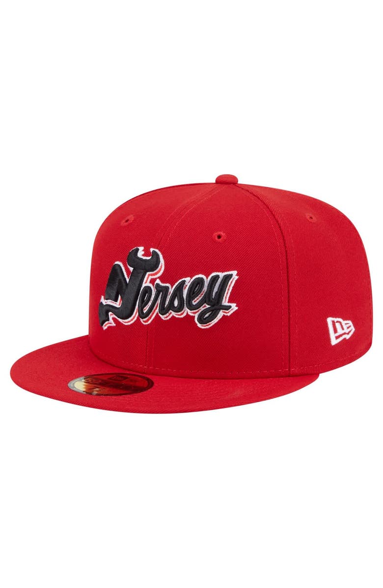 New Era Men's New Era Red New Jersey Devils Deceptor 59FIFTY Fitted Hat, Alternate, color,